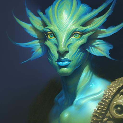 00092-92909127-Close-up Portrait of a Minoan teal Merfolk_Person, Fantasy, Medieval, Volumetric lighting, concept art, brush stroke style, arts.png